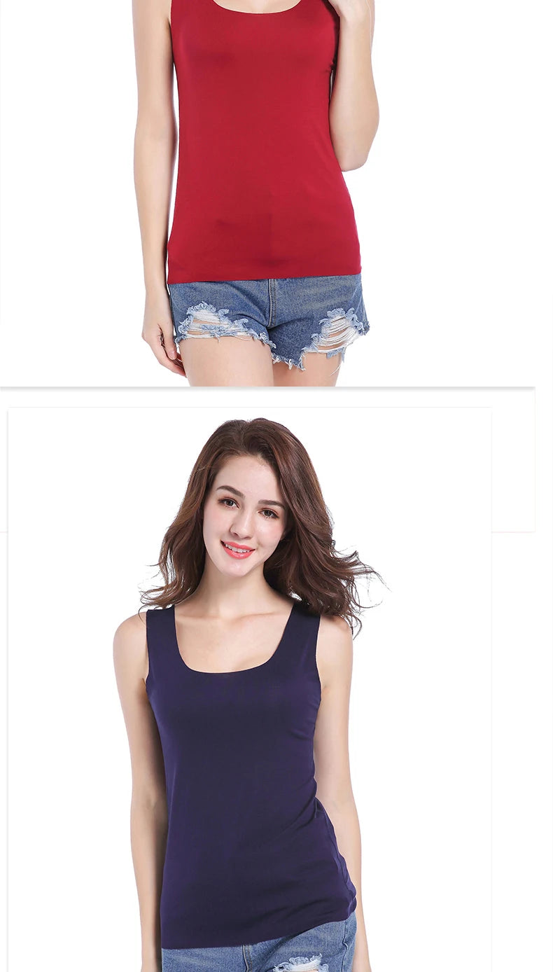High Quality 2026 Summer Solid Seamless Women Tank Tops Soft Modal Vest Sleeveless T Shirt Female White Tanks No-trace TOPS