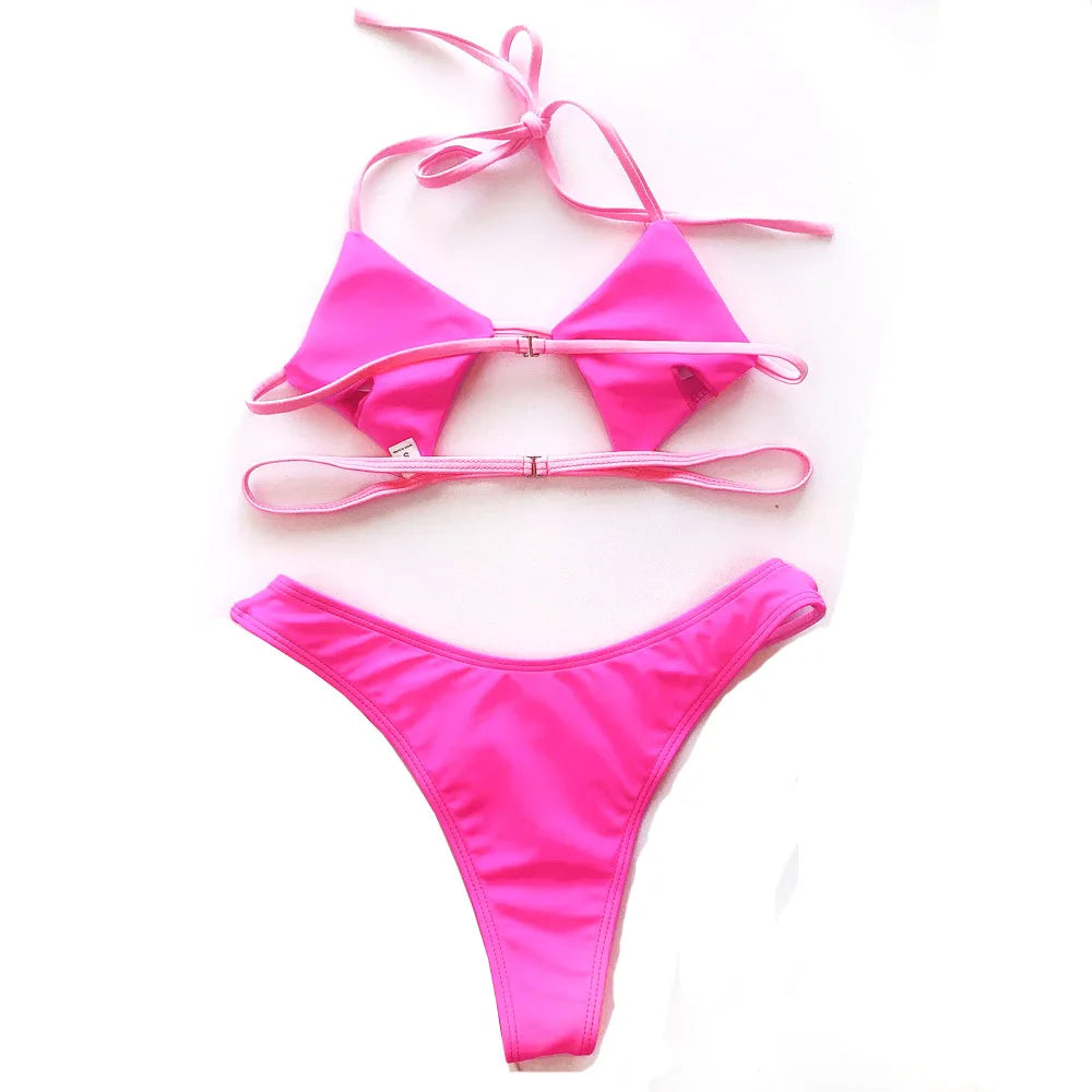 Hollowed Red Sexy Bikini Set Women String Swimsuit Push Up Swimwear 2026 Tied Thong Brazilian Bikini Bathing Suit Swim Wear