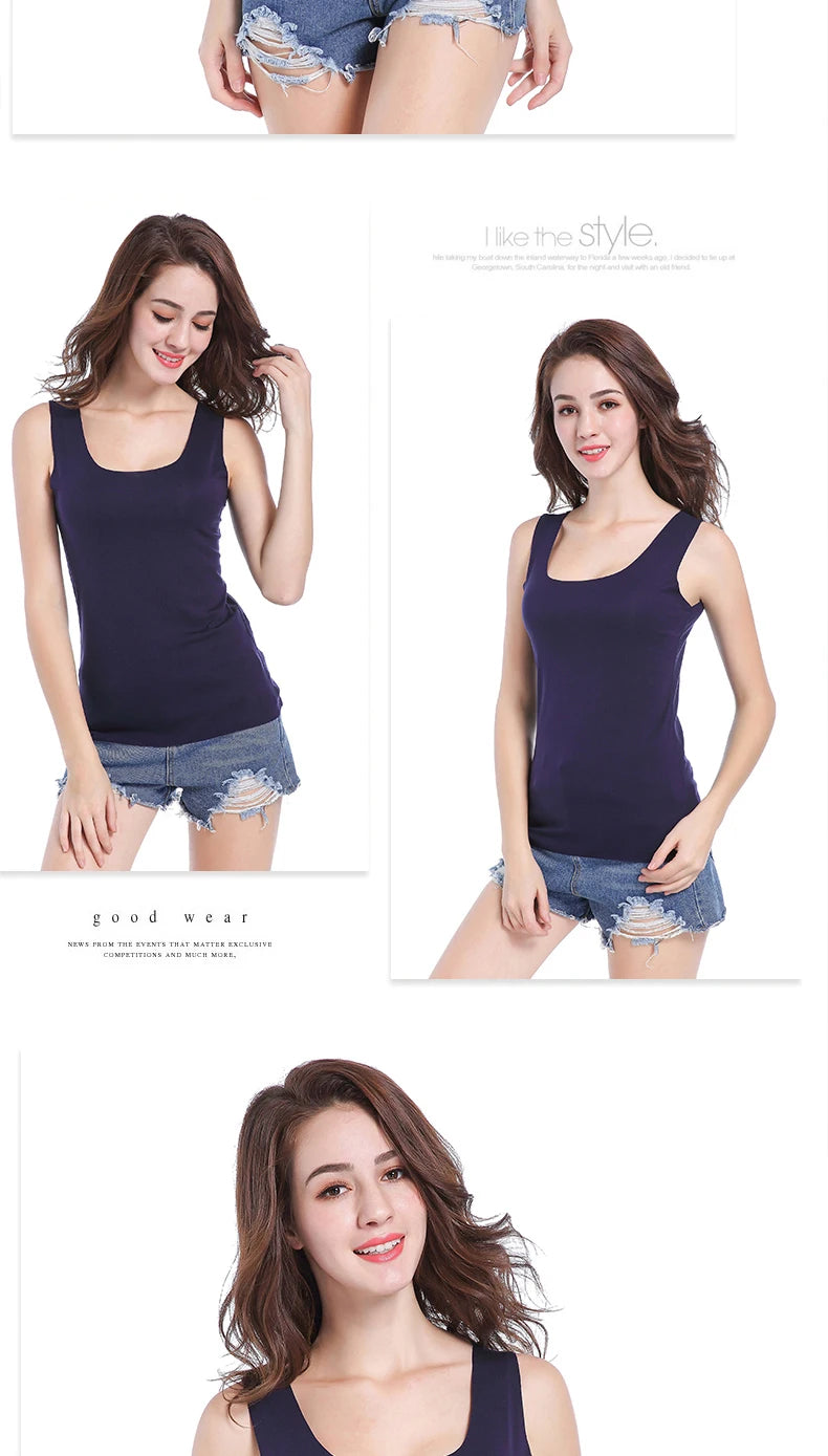 High Quality 2026 Summer Solid Seamless Women Tank Tops Soft Modal Vest Sleeveless T Shirt Female White Tanks No-trace TOPS