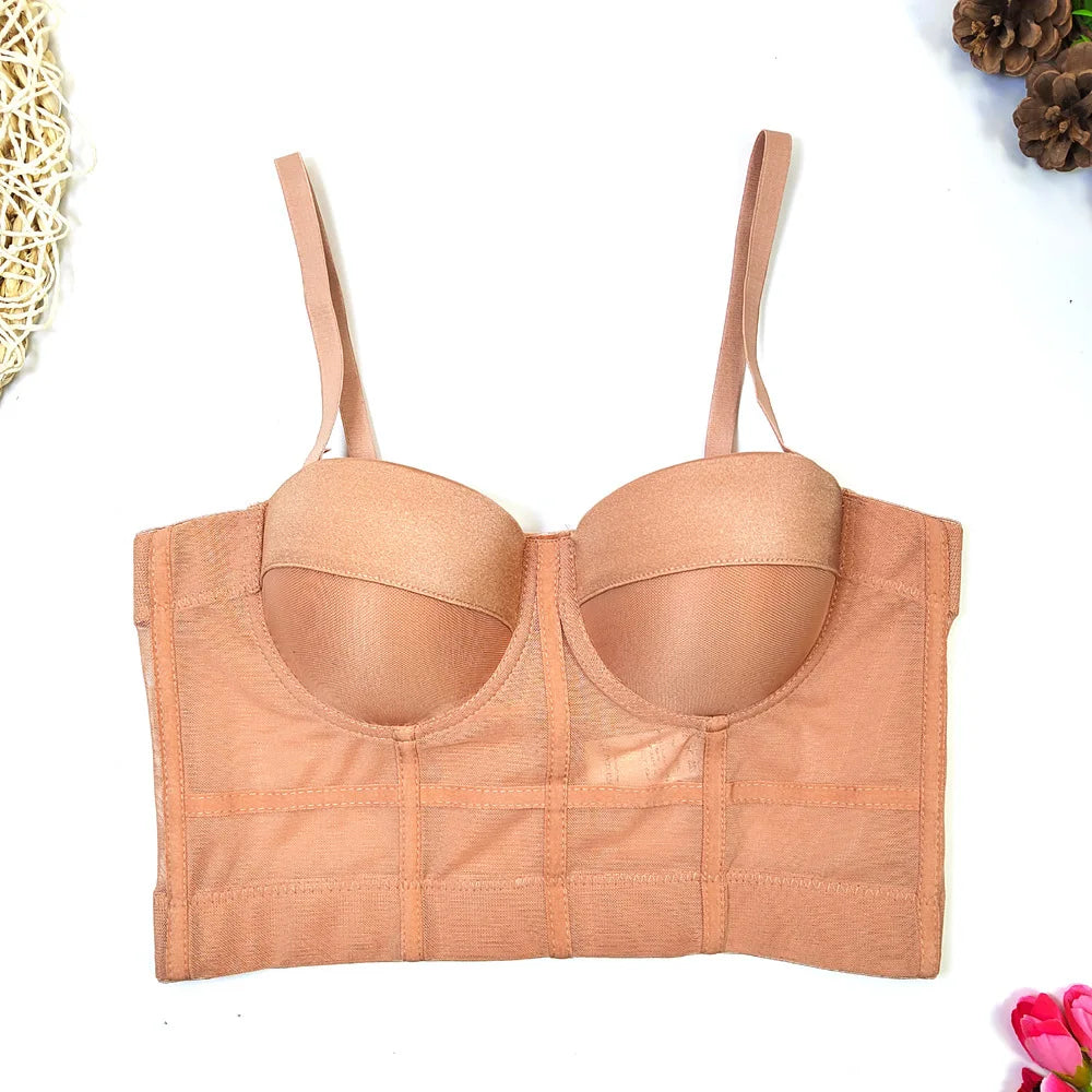 S M L XL 2XL 3XL Fashion Mesh Push Up Bralet Women's Corset Bustier Bra Night Club Party Sexy Cropped Top Vest fashion AW514