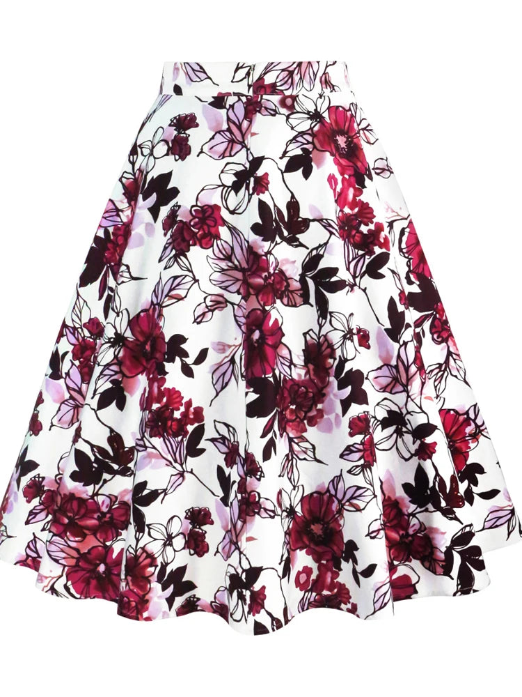 2025 Summer Midi Skirt Runway Vintage Rockabilly Sundress Red Womens Sexy Pinup 50S Cotton Polka Dot Pattern Skater Streetwear