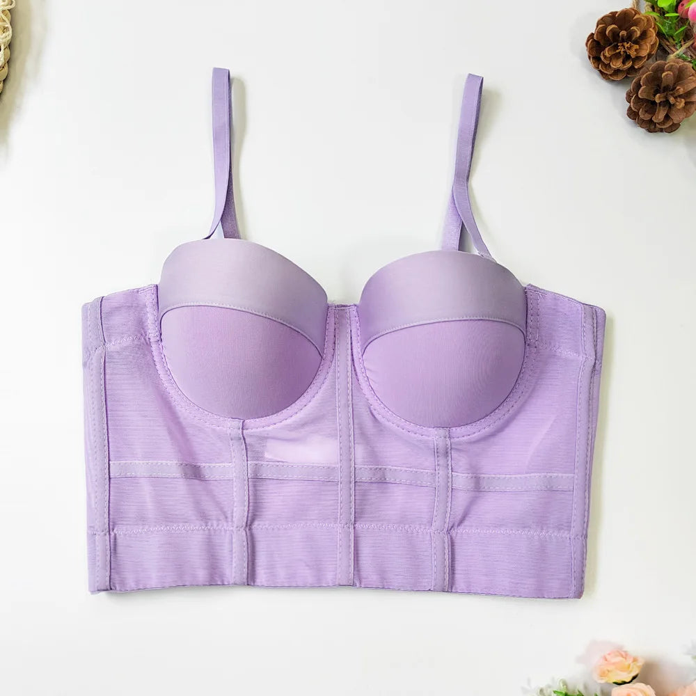 S M L XL 2XL 3XL Fashion Mesh Push Up Bralet Women's Corset Bustier Bra Night Club Party Sexy Cropped Top Vest fashion AW514