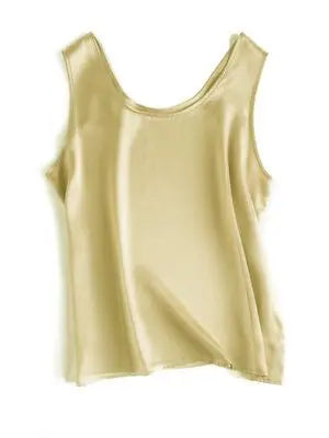 SuyaDream. Women Basic Cozy Tanks, 100%Real Silk, O neck Sleeveless Chic T Shirt, 2025 Solid Summer Vests, White, Pink, Beige