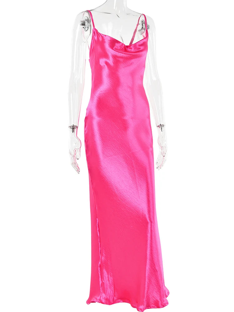 JULISSA MO Sexy Spaghetti Strap Backless Maxi Dress Women Satin Lace Up Trumpet Evening Dress Elegant Bodycon Party Dresses 2026