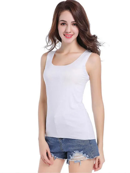 High Quality 2026 Summer Solid Seamless Women Tank Tops Soft Modal Vest Sleeveless T Shirt Female White Tanks No-trace TOPS