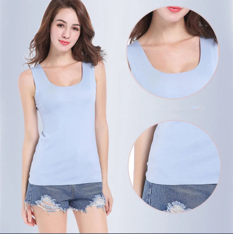 High Quality 2026 Summer Solid Seamless Women Tank Tops Soft Modal Vest Sleeveless T Shirt Female White Tanks No-trace TOPS