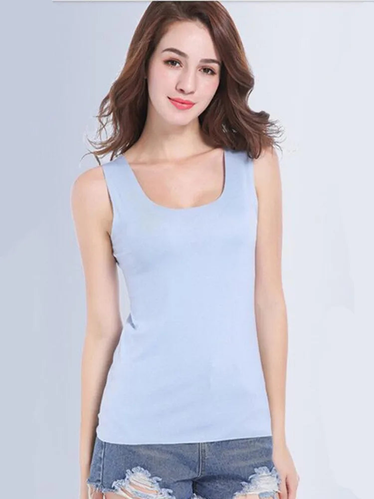 High Quality 2026 Summer Solid Seamless Women Tank Tops Soft Modal Vest Sleeveless T Shirt Female White Tanks No-trace TOPS