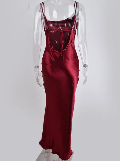 JULISSA MO Sexy Spaghetti Strap Backless Maxi Dress Women Satin Lace Up Trumpet Evening Dress Elegant Bodycon Party Dresses 2026