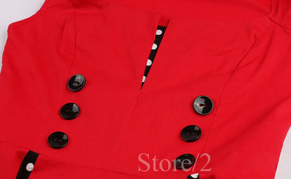 S-5XL Women Robe Retro Vintage Dress 50s 60s Rockabilly Dot Swing Pin Up Summer Party Dresses Elegant Tunic Vestidos Casual