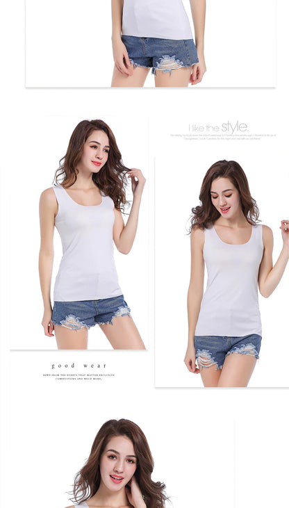 High Quality 2026 Summer Solid Seamless Women Tank Tops Soft Modal Vest Sleeveless T Shirt Female White Tanks No-trace TOPS