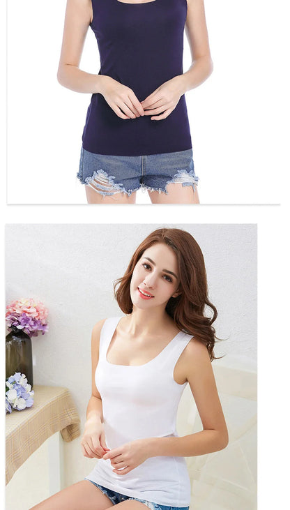 High Quality 2026 Summer Solid Seamless Women Tank Tops Soft Modal Vest Sleeveless T Shirt Female White Tanks No-trace TOPS
