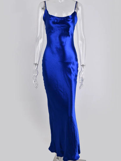 JULISSA MO Sexy Spaghetti Strap Backless Maxi Dress Women Satin Lace Up Trumpet Evening Dress Elegant Bodycon Party Dresses 2026