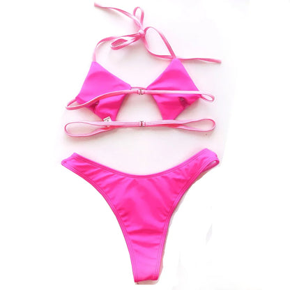 Hollowed Red Sexy Bikini Set Women String Swimsuit Push Up Swimwear 2026 Tied Thong Brazilian Bikini Bathing Suit Swim Wear
