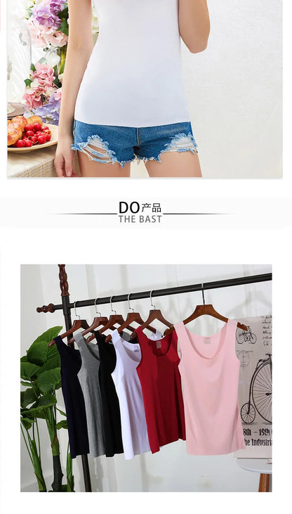 High Quality 2026 Summer Solid Seamless Women Tank Tops Soft Modal Vest Sleeveless T Shirt Female White Tanks No-trace TOPS