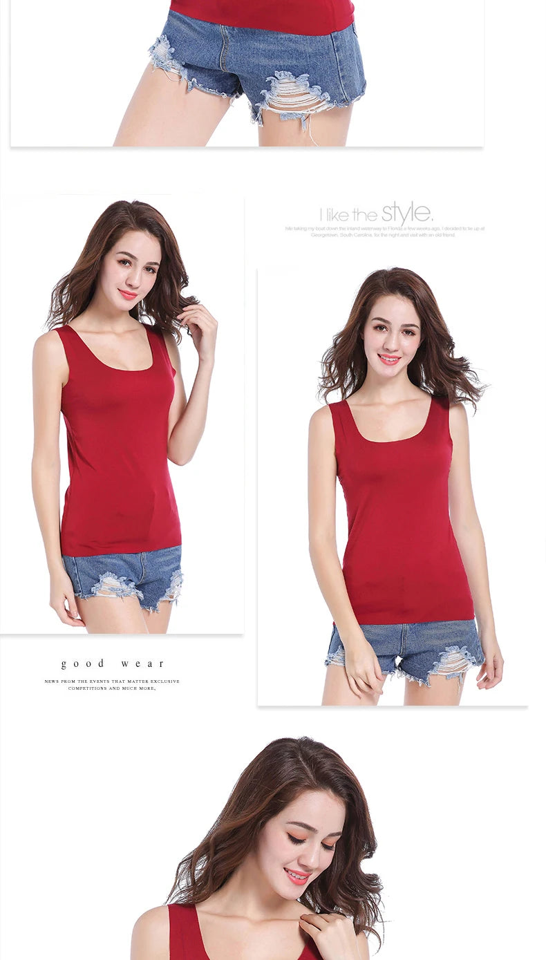 High Quality 2026 Summer Solid Seamless Women Tank Tops Soft Modal Vest Sleeveless T Shirt Female White Tanks No-trace TOPS