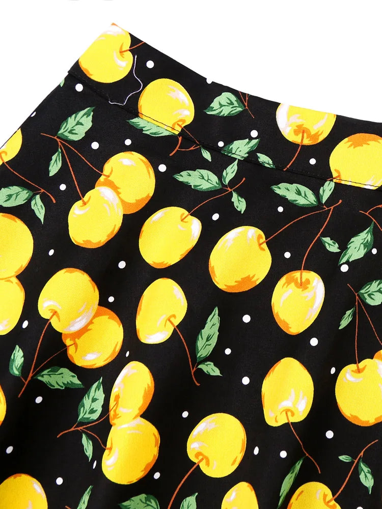 2025 Summer Midi Skirt Runway Vintage Rockabilly Sundress Red Womens Sexy Pinup 50S Cotton Polka Dot Pattern Skater Streetwear