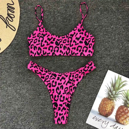 14 Color S - XL Sexy Leopard Bikini Women Swimwear Female Swimsuit Two-pieces Bikini set Brazilian Bather Bathing Suit Swim V871