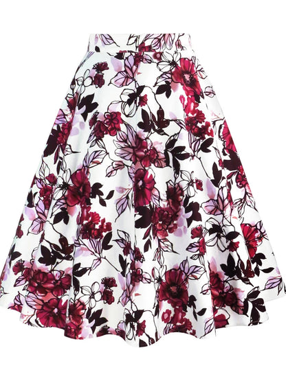 2025 Summer Midi Skirt Runway Vintage Rockabilly Sundress Red Womens Sexy Pinup 50S Cotton Polka Dot Pattern Skater Streetwear