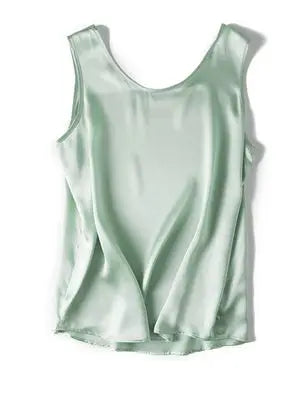 SuyaDream. Women Basic Cozy Tanks, 100%Real Silk, O neck Sleeveless Chic T Shirt, 2025 Solid Summer Vests, White, Pink, Beige