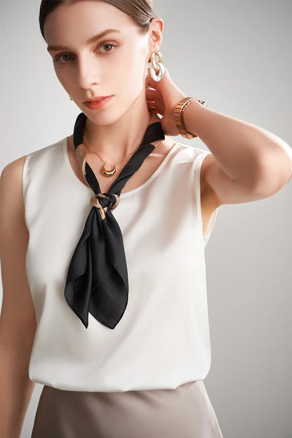 SuyaDream. Women Basic Cozy Tanks, 100%Real Silk, O neck Sleeveless Chic T Shirt, 2025 Solid Summer Vests, White, Pink, Beige