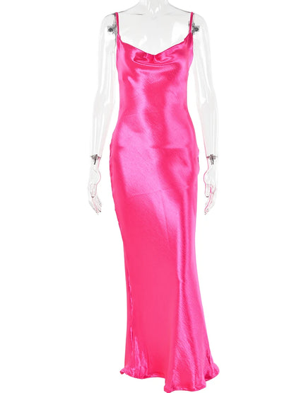 JULISSA MO Sexy Spaghetti Strap Backless Maxi Dress Women Satin Lace Up Trumpet Evening Dress Elegant Bodycon Party Dresses 2026